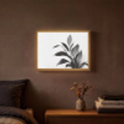 Plant - Bladeren - Minimalistisch - Zwart Light Box met batterij (Wandlamp) middel -sfeer4