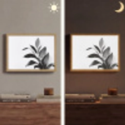 Plant - Bladeren - Minimalistisch - Zwart Light Box met batterij (Wandlamp) middel -sfeer3