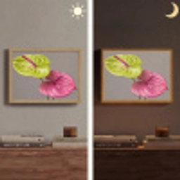 Planten - Anthurium - Groen - Roze Light Box met batterij (Wandlamp) middel -sfeer3