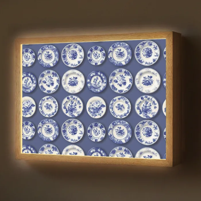 Borden - Floraal - Blauw Light Box met batterij (Wandlamp) middel 907 -z3d_website