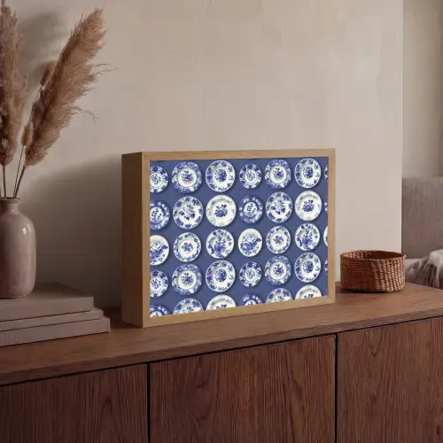 Borden - Floraal - Blauw Light Box met batterij (Wandlamp) middel 907 -sfeer2