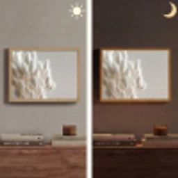 Pluimen - Beige - Minimalistisch Light Box met batterij (Wandlamp) middel -sfeer3