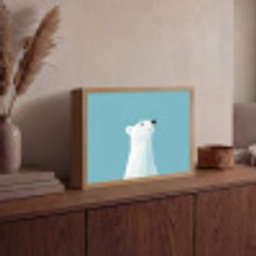 Ijsbeer - Lichtblauw - Minimalistisch Light Box met batterij (Wandlamp) middel -sfeer2