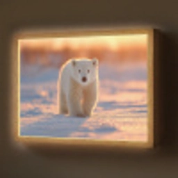 Ijsbeer - Sneeuw - Zonsopgang Light Box met batterij (Wandlamp) middel -z3d_website