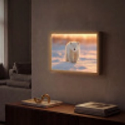 Ijsbeer - Sneeuw - Zonsopgang Light Box met batterij (Wandlamp) middel -sfeer1