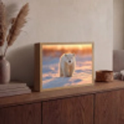 Ijsbeer - Sneeuw - Zonsopgang Light Box met batterij (Wandlamp) middel -sfeer2