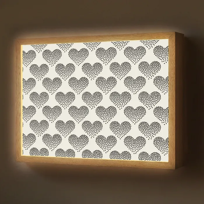 Polka - Stippen - Wit - Zwart Light Box met batterij (Wandlamp) middel 907 -z3d_website