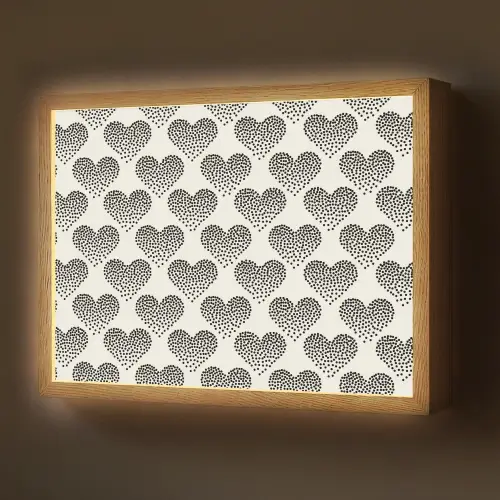 Polka - Stippen - Wit - Zwart Light Box met batterij (Wandlamp) middel 907 -z3d_website