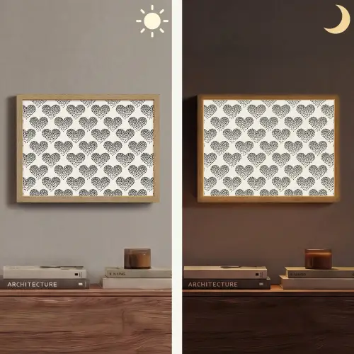 Polka - Stippen - Wit - Zwart Light Box met batterij (Wandlamp) middel 907 -sfeer3