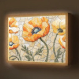 Klaprozen - Oranje - Mozaïek - Bladeren Light Box met batterij (Wandlamp) middel -z3d_website