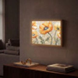 Klaprozen - Oranje - Mozaïek - Bladeren Light Box met batterij (Wandlamp) middel -sfeer1