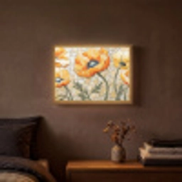 Klaprozen - Oranje - Mozaïek - Bladeren Light Box met batterij (Wandlamp) middel -sfeer4