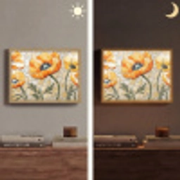 Klaprozen - Oranje - Mozaïek - Bladeren Light Box met batterij (Wandlamp) middel -sfeer3