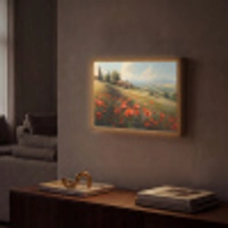 Klaprozen - Rood - Heuvels - Landschap Light Box met batterij (Wandlamp) middel -sfeer1