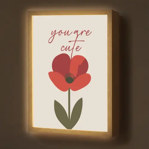 Klaproos - Bloem - Rood - Valentijn Light Box met batterij (Wandlamp) middel -z3d_website