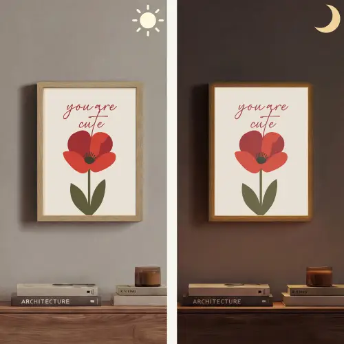 Klaproos - Bloem - Rood - Valentijn Light Box met batterij (Wandlamp) middel -sfeer3