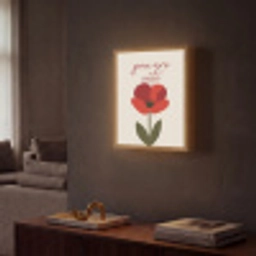 Klaproos - Bloem - Rood - Valentijn Light Box met batterij (Wandlamp) middel -sfeer1