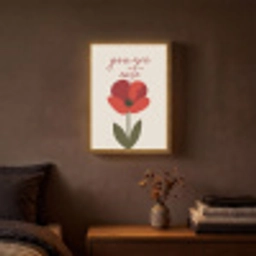 Klaproos - Bloem - Rood - Valentijn Light Box met batterij (Wandlamp) middel -sfeer4