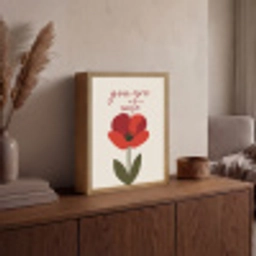 Klaproos - Bloem - Rood - Valentijn Light Box met batterij (Wandlamp) middel -sfeer2