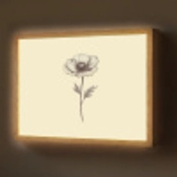Klaproos - Illustratie - Zwart Light Box met batterij (Wandlamp) middel -z3d_website