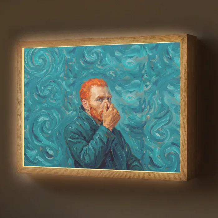 Portret - Klassiek - Blauw Light Box met batterij (Wandlamp) middel -z3d_website