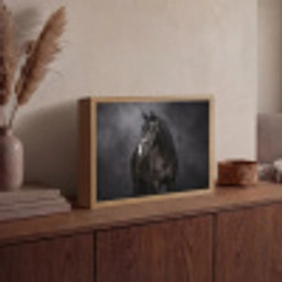 Portret - Paard - Zwart Light Box met batterij (Wandlamp) middel -sfeer2