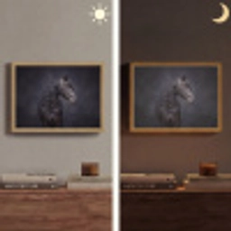 Portret - Paard - Donker Light Box met batterij (Wandlamp) middel -sfeer3