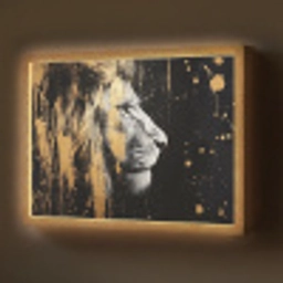 Portret - Leeuw - Abstract - Goud Light Box met batterij (Wandlamp) middel -z3d_website