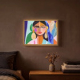 Portret - Vrouw - Modern Light Box met batterij (Wandlamp) middel -sfeer4