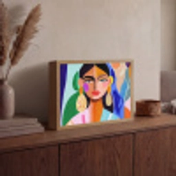 Portret - Vrouw - Modern Light Box met batterij (Wandlamp) middel -sfeer2