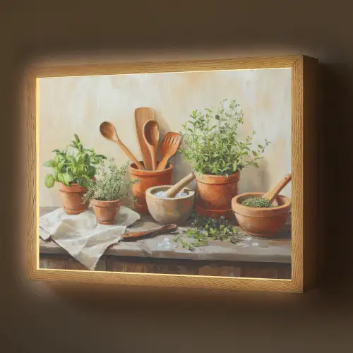 Potten - Kruiden - Hout Light Box met batterij (Wandlamp) middel -z3d_website