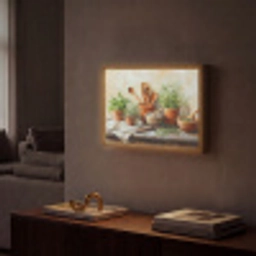 Potten - Kruiden - Hout Light Box met batterij (Wandlamp) middel -sfeer1