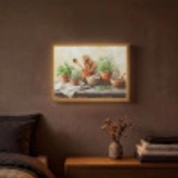 Potten - Kruiden - Hout Light Box met batterij (Wandlamp) middel -sfeer4