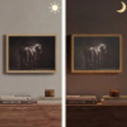 Krachtig - Paard - Donker Light Box met batterij (Wandlamp) middel -sfeer3