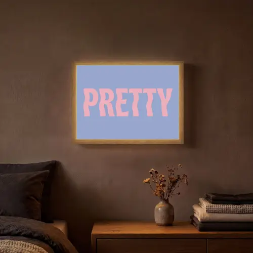 Pretty - Roze - Blauw - Golvend Light Box met batterij (Wandlamp) middel -sfeer4