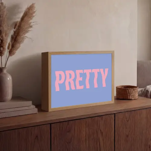 Pretty - Roze - Blauw - Golvend Light Box met batterij (Wandlamp) middel -sfeer2
