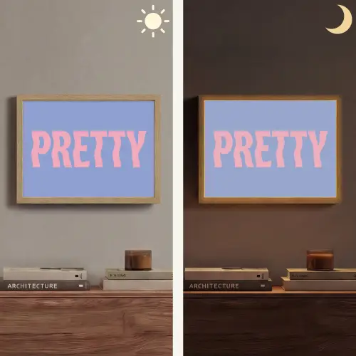 Pretty - Roze - Blauw - Golvend Light Box met batterij (Wandlamp) middel -sfeer3