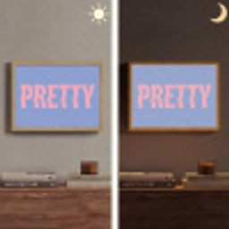 Pretty - Roze - Blauw - Golvend Light Box met batterij (Wandlamp) middel -sfeer3