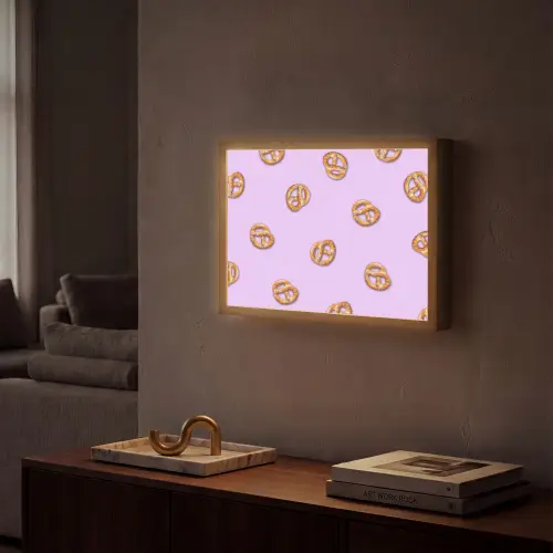 Pretzels - Eten - Paars Light Box met batterij (Wandlamp) middel -sfeer1