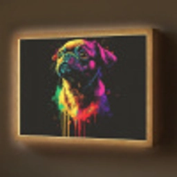 Puck - Hond - Verf - Kleuren Light Box met batterij (Wandlamp) middel -z3d_website