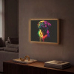 Puck - Hond - Verf - Kleuren Light Box met batterij (Wandlamp) middel -sfeer1