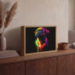 Puck - Hond - Verf - Kleuren Light Box met batterij (Wandlamp) middel -sfeer2