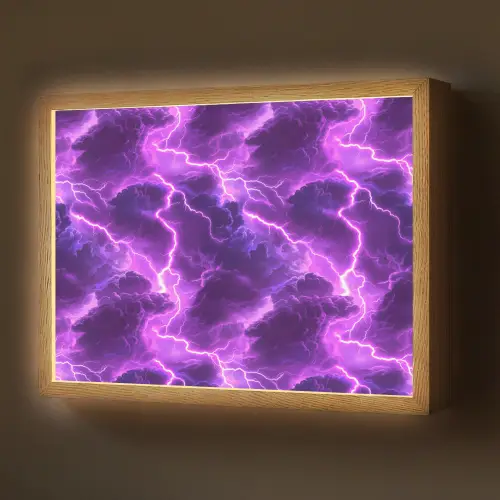 Paars - Bliksem - Wolken Light Box met batterij (Wandlamp) middel 907 -z3d_website
