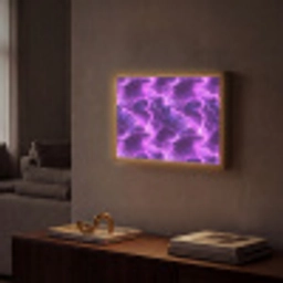 Paars - Bliksem - Wolken Light Box met batterij (Wandlamp) middel 907 -sfeer1