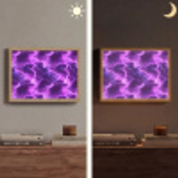 Paars - Bliksem - Wolken Light Box met batterij (Wandlamp) middel 907 -sfeer3