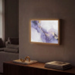 Paars - Modern - Marmer - Abstract Light Box met batterij (Wandlamp) middel -sfeer1