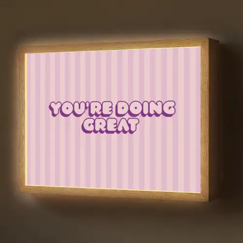 Paars - Strepen - You're doing great - Schaduw Light Box met batterij (Wandlamp) middel -z3d_website