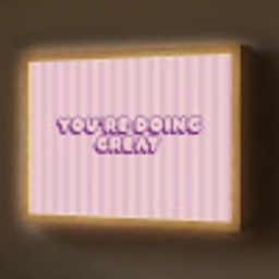 Paars - Strepen - You're doing great - Schaduw Light Box met batterij (Wandlamp) middel -z3d_website