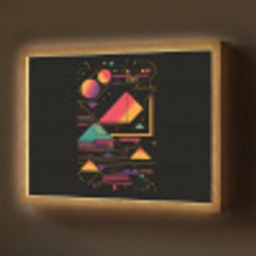 Piramides - Cirkels - Neonkleuren - Geometrisch Light Box met batterij (Wandlamp) middel -z3d_website