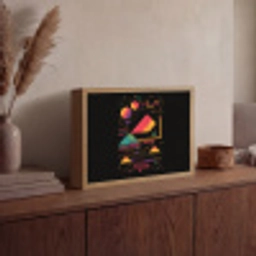Piramides - Cirkels - Neonkleuren - Geometrisch Light Box met batterij (Wandlamp) middel -sfeer2